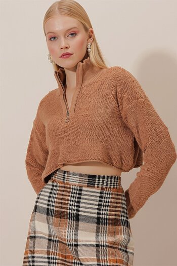 HAKKE Half Zipper High Collar Knitwear SWEATER