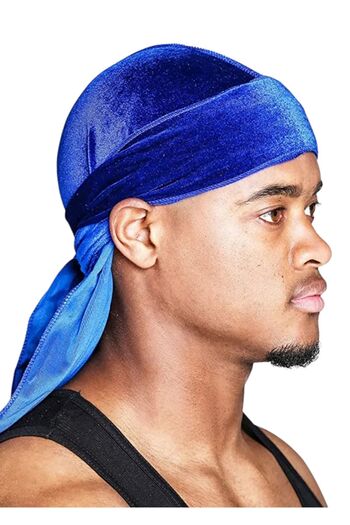 ESUSO Kadife Kumaş ,ünisex Durags Bandana , Erkek Durag Bandana , Mavi