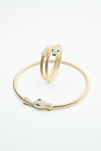 Liveyn Design Zircon Stone Snake Necklace Bracelet Set