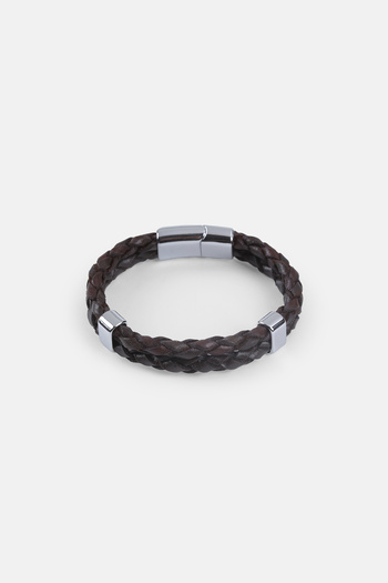 MRHERO Mh031 Unisex Brown Double Braided Genuine Leather Handmade Leather Bracelet