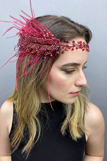 Hobigram Accesoriu pentru păr Fliyz Accesoriu pentru păr și turban de mireasă cu cristale cu pene – Alte accesorii pentru păr – Altele