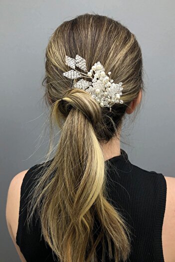 Hobigram Hair Accessory Leaf Pattern Crystal and Pearl Bridal Hair Accessory – Other Hair Accessories – Other S