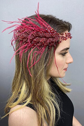 Hobigram Accesoriu pentru păr Fliyz Accesoriu pentru păr și turban de mireasă cu cristale cu pene – Alte accesorii pentru păr – Altele