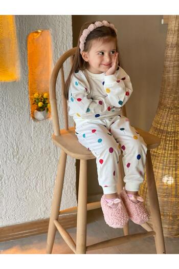 BUUFUU Girl's Concept Trend Balloon Printed Bottom-Top Set