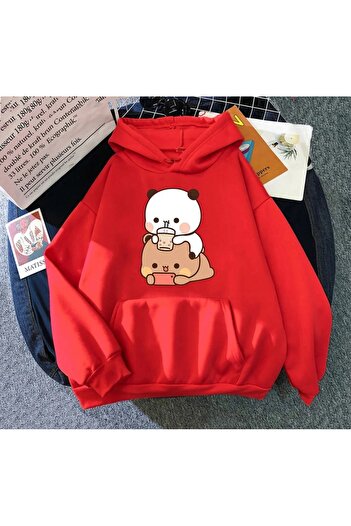 NewCabin Women's panda Printed 3 Thread Sweatshirt - Raised Thick 3 Thread