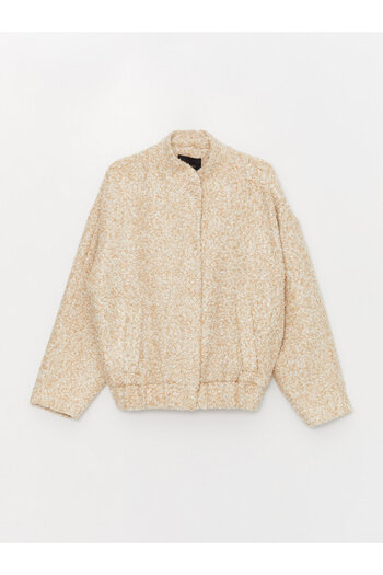 LC Waikiki High Collar Plain Long Sleeve Tweed Women's Jacket