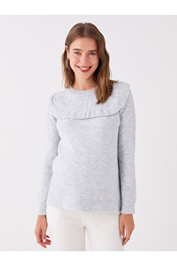 LC Waikiki Crew Neck Self Patterned Long Sleeve Maternity Knitwear Tunik