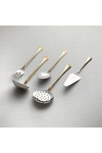 Nehir Fulya Gold Satin 5 Piece Service Set