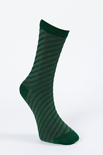 ALTINYILDIZ CLASSICS Men's Green Single Patterned Bamboo Socks