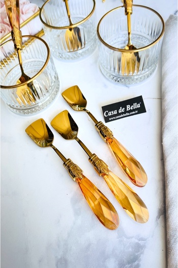 CASA DE BELLA Gold 6-Person Crystal Ice Cream Spoon