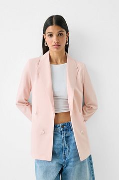 Bershka Dokumlu slim fit kruvaze blazer Fiyat Yorumlar Trendyol