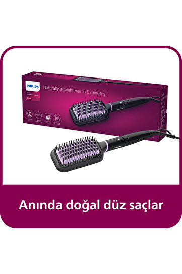 Düzleştirici Tarak, Anında Doğal Düz, Pürüzsüz Kabarmayan Saçlar, BHH880/00