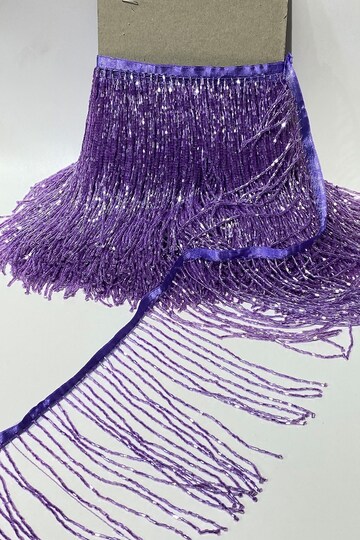 Decorative Ribbon Lilac Beaded 15 cm Fringe Tassel Ribbon