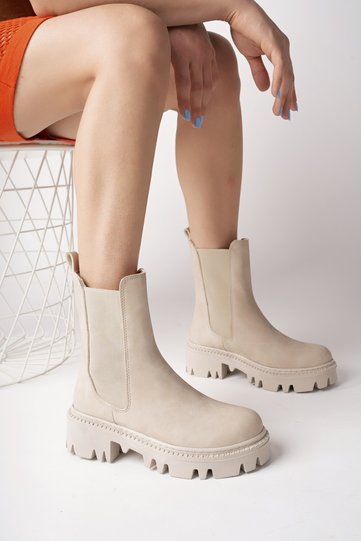 Beige Matte Elastic Thick Sole