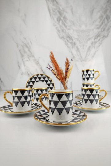Trigon 6-Piece Porcelain Coffee Cup Set Gilded - Frm100 C320.113