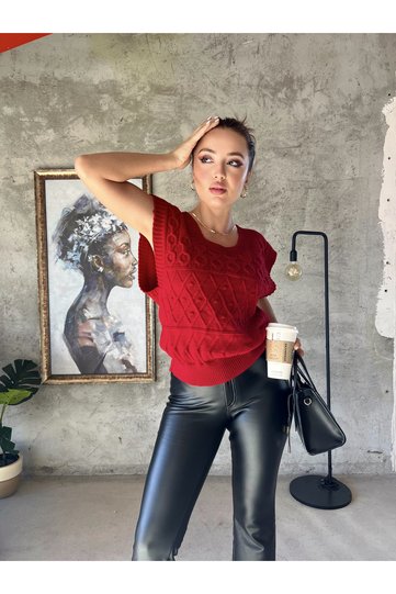 سترة نسائية منسوجة ذات رقبة مربعة ناعمة من Knitical Textile - سترة