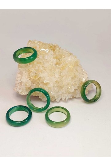 Agate Stone Ring Green Variegated 6mm Thick (Standard Size) - the Price Is for 1 Piece of the Ring