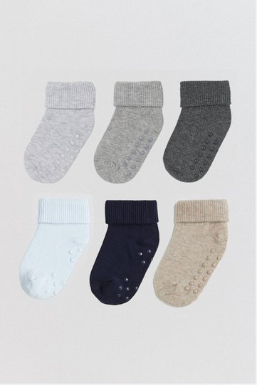 6 Pack Organic Cotton Anti-Slip Baby/Kid Socks