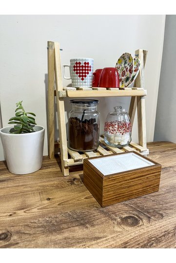 Wooden Desktop Horizontal Napkin Holder Restaurant Dispenser African Walnut