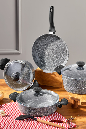 طقم أواني طهي MaxxCook من الجرانيت، 7 قطع