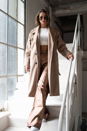 Mink Oversize Wide Cut Belted Coat TWOAW24KB00214