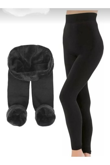 Women's Black Plush Inside Winter Thermal Tights