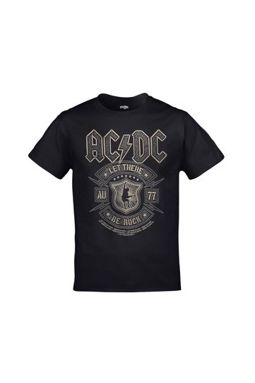 تيشيرت أسود للجنسين مطبوع عليه شعار AC/DC "Let There Be Rock"