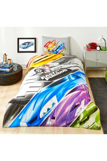 Licensed Fast And Furious Action Cotton Duvet Cover Set with Elastic