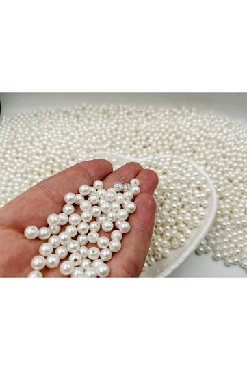 6 Mm Plated Plastic Cream Pearl with Hole 200 Pieces Beads Jewelry Making Bead (25 GRAM)