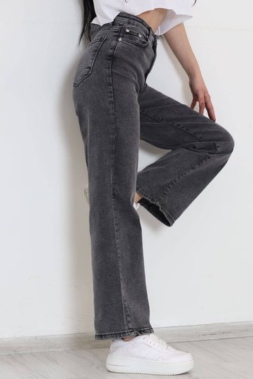 Morcelo 90's Snow Wash Blue Lycra سوبر عالية الخصر فضفاض الجينز Palazzo السراويل