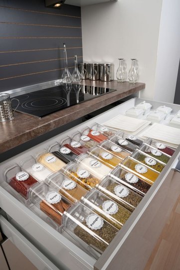 Acrylic Jar Spice Rack Square 300 Cc 18 Pieces Acrylic Vacuum Lid Transparent (EXCLUDING STANDS)