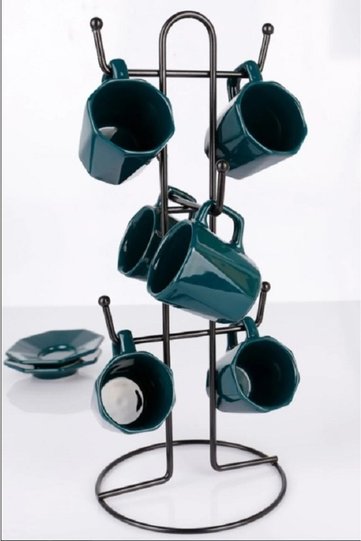 Black Mug Cup Hanger Vertical Hanger with 6 Hooks