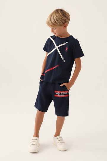 بدلة برمودا للأولاد، مرخصة، USPA-T-shirt