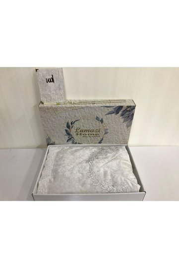 Cream Luxury Floral French Laced Velvet Prayer Mat Dowry Box 3 Pieces