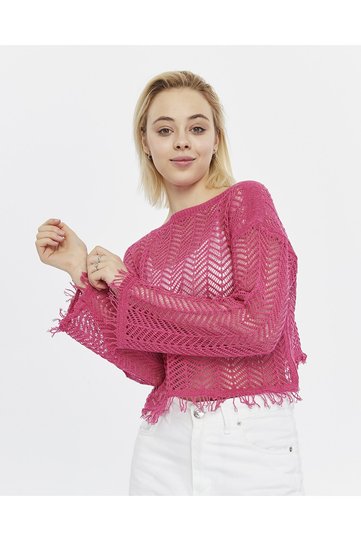 knitical Bolero Watashi tasseled Cream Crop Blouse Openwork Knitwear Knitted