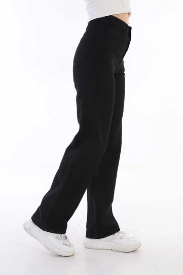 Girls' High-Waist Wide-Leg 100% Cotton Palazzo Loose Baggy Denim Jeans