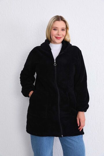 Black Fleece Long Plush Cardigan