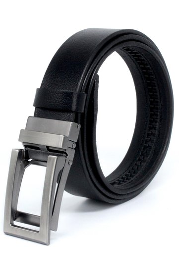 Bison Leather Automatic Buckle Holeless Men's Belt - Automatic Belt