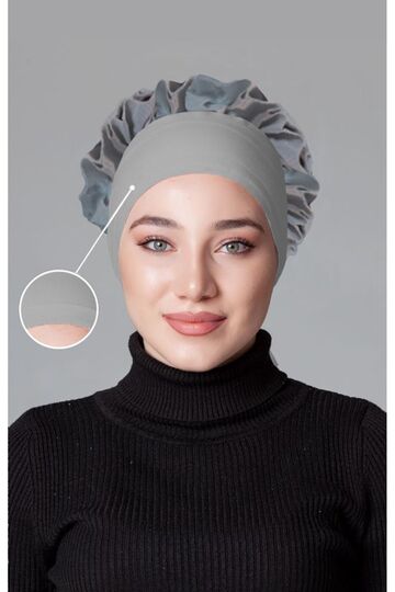Gray Lycra Frilly Non-Slip Bonnet