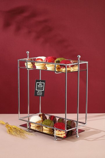 Rectangular Silver Mirrored Coffee Side Presentation Gift Decoration Treat Organizer MDF Wooden 40cm