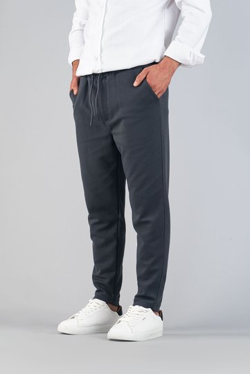 Men's Trousers Smoky Grey Elastic Waist Slim Fit Stretchy Stretch Fabric Basic Cotton Jogger Pants