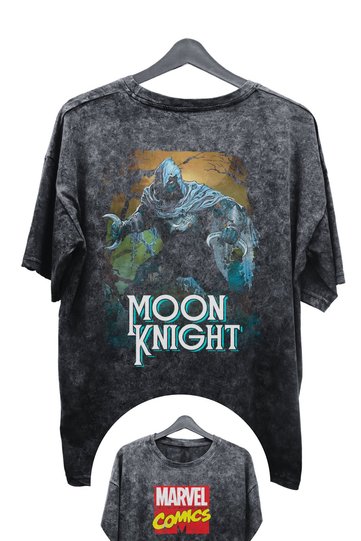 تي شيرت مطبوع قابل للغسل للجنسين من Moon Knight، تي شيرت عتيق مطبوع عليه Marvel Comics مقاس كبير
