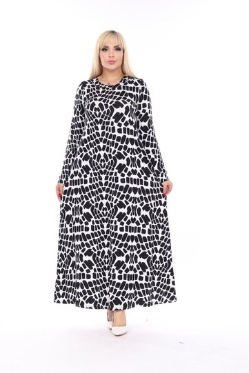 Women's Plus Size Long Sleeve Viscose Combed Cotton Hijab Suitable Long Maxi Dress