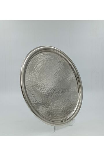 Copper Tray Forged Round 35 cm Silver