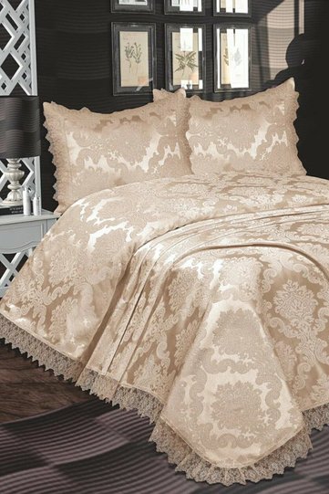 French Guipure Lace Lunox Bedspread Cappuccino