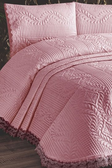 Limena Lace Quilted Ultrasonic Double Bedspread Powder