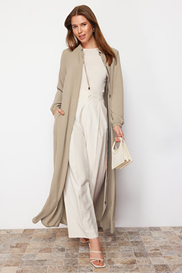 Beige Woven Cape & Ferace & Abaya TCTSS24KF00025