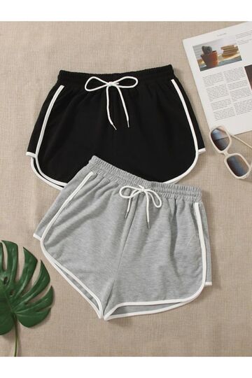 Women's Black&Grey Mini Shorts (2 Pieces)