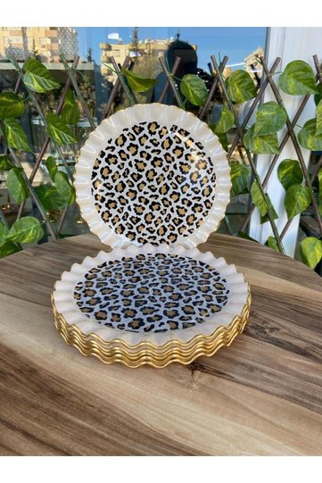 Leopard model gold 6 prç serving plate 26 cm