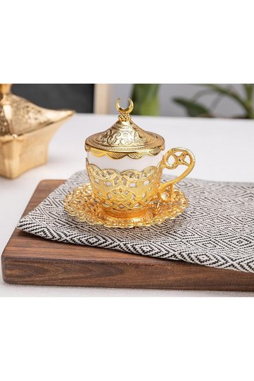 فنجان قهوة تركي يوناني عربي مع طبق (قطعة واحدة)